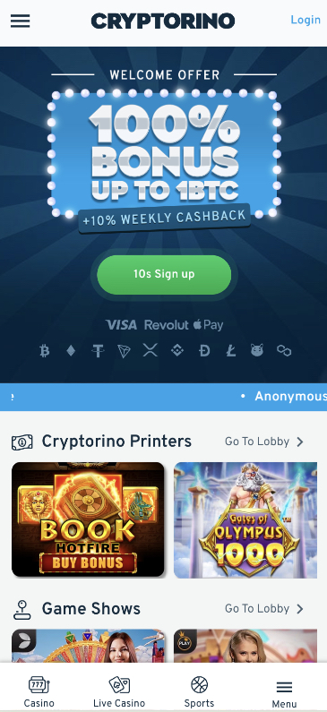 Cryptorino bonus